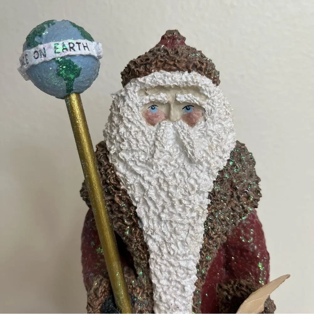 Vintage 90s Enesco Belsnickle Limited Edition Santa Globe Peace On Earth Baldwin